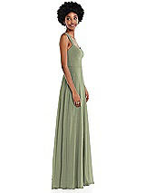 Side View Thumbnail - Sage Contoured Wide Strap Sweetheart Maxi Dress