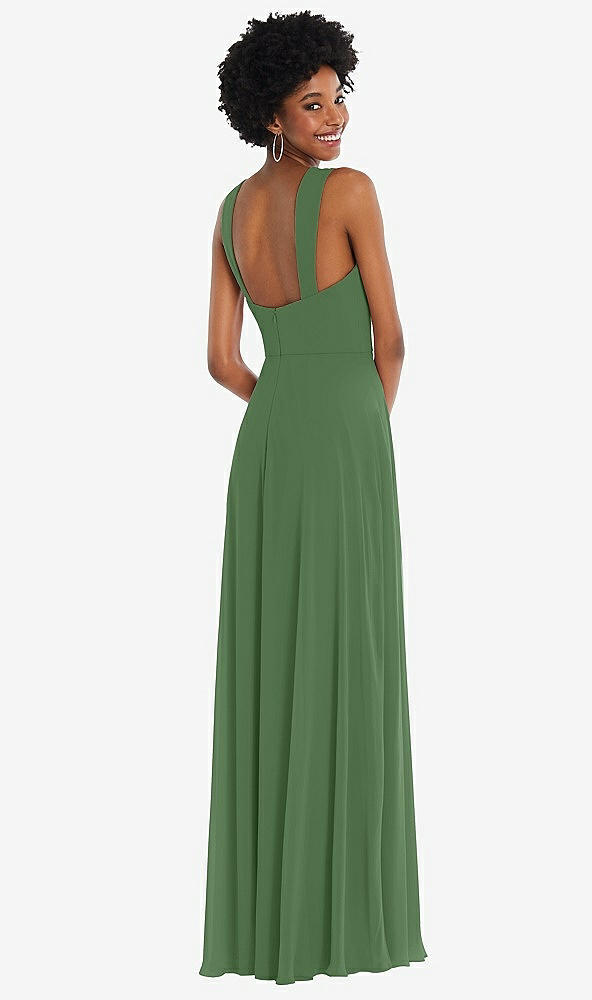 Back View - Vineyard Green Contoured Wide Strap Sweetheart Maxi Dress