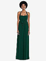 Alt View 1 Thumbnail - Hunter Green Convertible Tie-Shoulder Empire Waist Maxi Dress