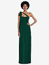 Alt View 2 Thumbnail - Hunter Green Convertible Tie-Shoulder Empire Waist Maxi Dress