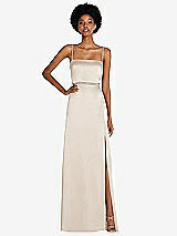 Front View Thumbnail - Oat Low Tie-Back Maxi Dress with Adjustable Skinny Straps