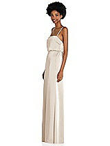 Side View Thumbnail - Oat Low Tie-Back Maxi Dress with Adjustable Skinny Straps