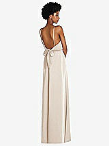 Rear View Thumbnail - Oat Low Tie-Back Maxi Dress with Adjustable Skinny Straps