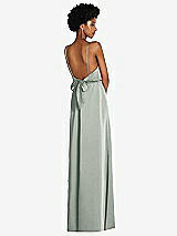 Rear View Thumbnail - Willow Green Low Tie-Back Maxi Dress with Adjustable Skinny Straps