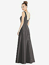 Rear View Thumbnail - Caviar Gray Sleeveless Square-Neck Princess Line Gown with Pockets