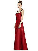 Side View Thumbnail - Garnet Sleeveless Square-Neck Princess Line Gown with Pockets