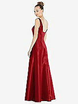 Rear View Thumbnail - Garnet Sleeveless Square-Neck Princess Line Gown with Pockets