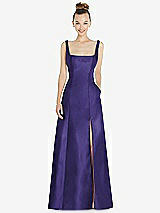Front View Thumbnail - Grape Sleeveless Square-Neck Princess Line Gown with Pockets