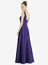 Rear View Thumbnail - Grape Sleeveless Square-Neck Princess Line Gown with Pockets