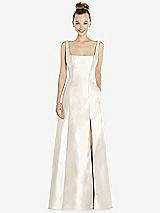 Front View Thumbnail - Ivory Sleeveless Square-Neck Princess Line Gown with Pockets