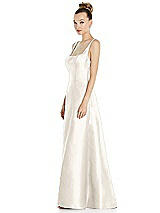 Side View Thumbnail - Ivory Sleeveless Square-Neck Princess Line Gown with Pockets