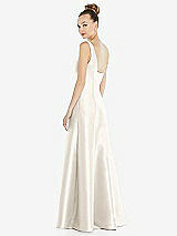 Rear View Thumbnail - Ivory Sleeveless Square-Neck Princess Line Gown with Pockets