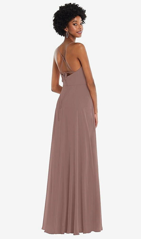 Back View - Sienna Scoop Neck Convertible Tie-Strap Maxi Dress with Front Slit