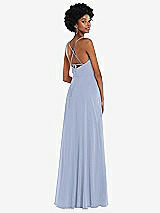 Rear View Thumbnail - Sky Blue Scoop Neck Convertible Tie-Strap Maxi Dress with Front Slit
