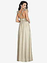 Alt View 1 Thumbnail - Champagne Deep V-Neck Ruffle Cap Sleeve Maxi Dress with Convertible Straps