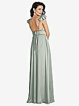 Rear View Thumbnail - Willow Green Deep V-Neck Ruffle Cap Sleeve Maxi Dress with Convertible Straps