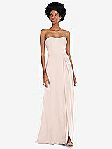 Front View Thumbnail - Blush Strapless Sweetheart Maxi Dress with Pleated Front Slit 