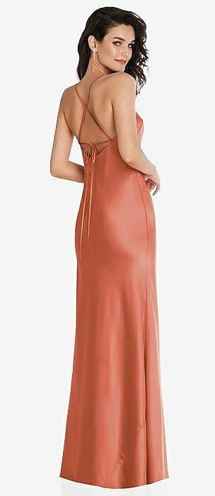 Diamond Halter Bias Maxi Slip Dress with Convertible Straps