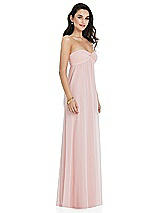 Side View Thumbnail - French Blue Twist Shirred Strapless Empire Waist Gown with Optional Straps