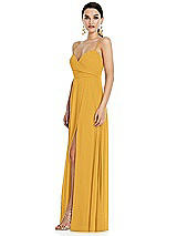 Side View Thumbnail - NYC Yellow Adjustable Strap Wrap Bodice Maxi Dress with Front Slit 