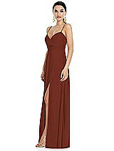 Side View Thumbnail - Auburn Moon Adjustable Strap Wrap Bodice Maxi Dress with Front Slit 