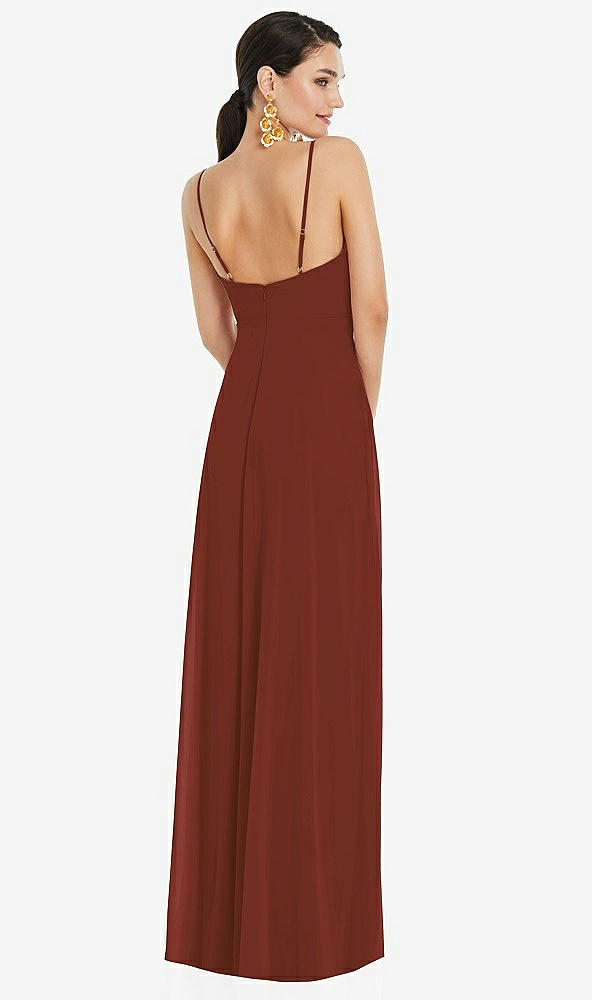 Back View - Auburn Moon Adjustable Strap Wrap Bodice Maxi Dress with Front Slit 