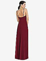 Rear View Thumbnail - Burgundy Adjustable Strap Wrap Bodice Maxi Dress with Front Slit 