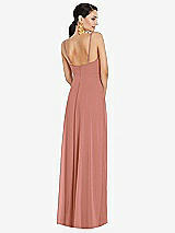 Rear View Thumbnail - Desert Rose Adjustable Strap Wrap Bodice Maxi Dress with Front Slit 