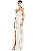 Side View Thumbnail - Ivory Adjustable Strap Wrap Bodice Maxi Dress with Front Slit 