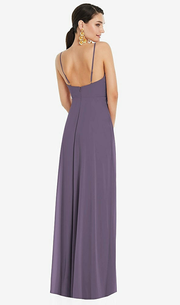 Back View - Lavender Adjustable Strap Wrap Bodice Maxi Dress with Front Slit 