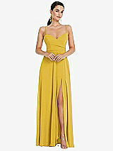 Front View Thumbnail - Marigold Adjustable Strap Wrap Bodice Maxi Dress with Front Slit 