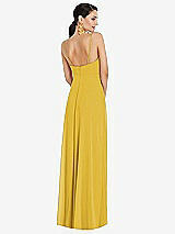 Rear View Thumbnail - Marigold Adjustable Strap Wrap Bodice Maxi Dress with Front Slit 
