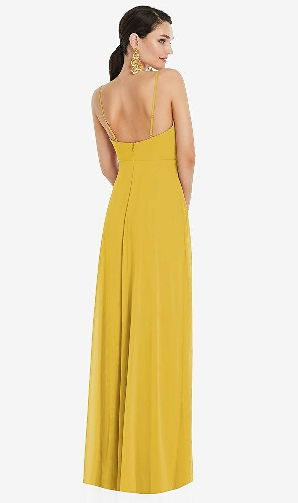 Back View - Marigold Adjustable Strap Wrap Bodice Maxi Dress with Front Slit 