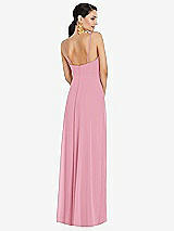 Rear View Thumbnail - Peony Pink Adjustable Strap Wrap Bodice Maxi Dress with Front Slit 