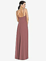 Rear View Thumbnail - Rosewood Adjustable Strap Wrap Bodice Maxi Dress with Front Slit 