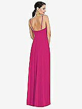 Rear View Thumbnail - Think Pink Adjustable Strap Wrap Bodice Maxi Dress with Front Slit 