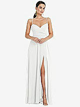 Front View Thumbnail - White Adjustable Strap Wrap Bodice Maxi Dress with Front Slit 
