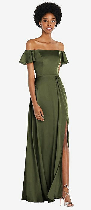 Long A-line Off-the-Shoulder Front Slit Bridesmaid Dress with Pockets –  BIZTUNNEL