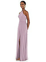 Side View Thumbnail - Suede Rose Diamond Halter Maxi Dress with Adjustable Straps