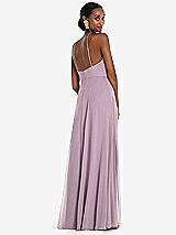 Rear View Thumbnail - Suede Rose Diamond Halter Maxi Dress with Adjustable Straps