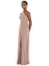 Side View Thumbnail - Bliss Diamond Halter Maxi Dress with Adjustable Straps