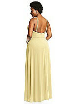 Alt View 3 Thumbnail - Pale Yellow Diamond Halter Maxi Dress with Adjustable Straps