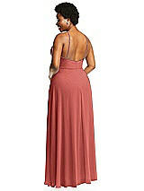 Alt View 3 Thumbnail - Coral Pink Diamond Halter Maxi Dress with Adjustable Straps