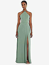 Front View Thumbnail - Seagrass Diamond Halter Maxi Dress with Adjustable Straps
