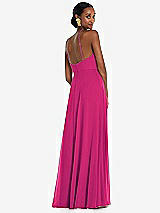 Rear View Thumbnail - Think Pink Diamond Halter Maxi Dress with Adjustable Straps