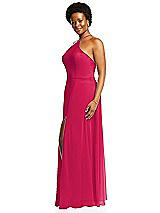 Alt View 2 Thumbnail - Vivid Pink Diamond Halter Maxi Dress with Adjustable Straps