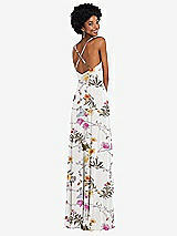 Rear View Thumbnail - Butterfly Botanica Ivory Faux Wrap Criss Cross Back Maxi Dress with Adjustable Straps