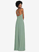 Rear View Thumbnail - Seagrass Faux Wrap Criss Cross Back Maxi Dress with Adjustable Straps