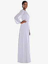 Side View Thumbnail - Silver Dove Strapless Chiffon Maxi Dress with Puff Sleeve Blouson Overlay 