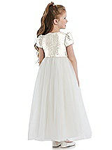 Rear View Thumbnail - Ivory Puff Sleeve Sequin and Tulle Flower Girl Dress